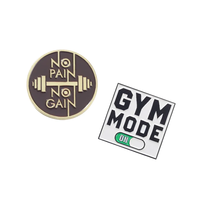 GYM MODE Enamel Pins Creative Dumbbell Keep Sports And Fitness Brooches Bag Lapel Button Badge Jewelry Gift for Friends