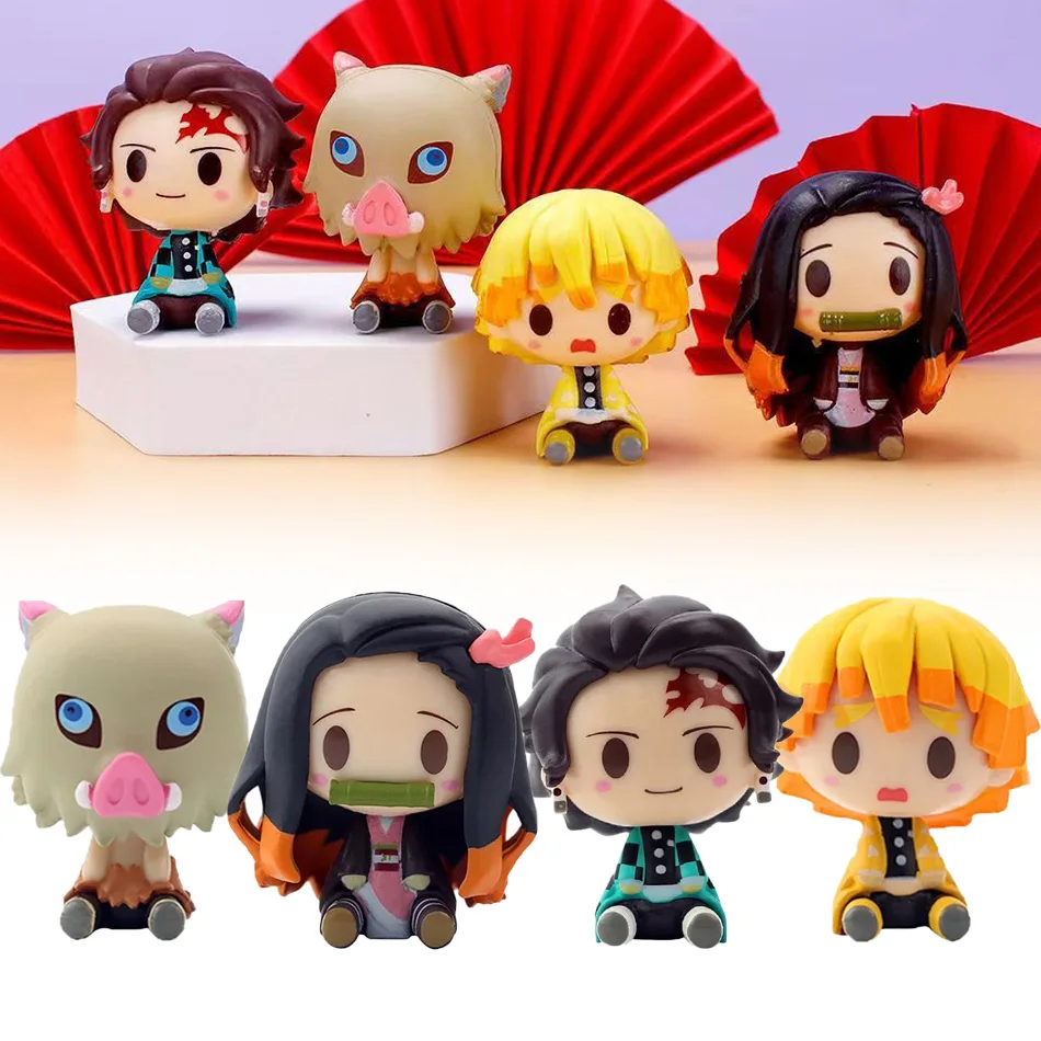 

Аниме Demon Slayer слепая сумка 4 шт. набор ручной работы аниме мультяшная кукла украшение для рабочего стола подарок на день рождения милые игрушки