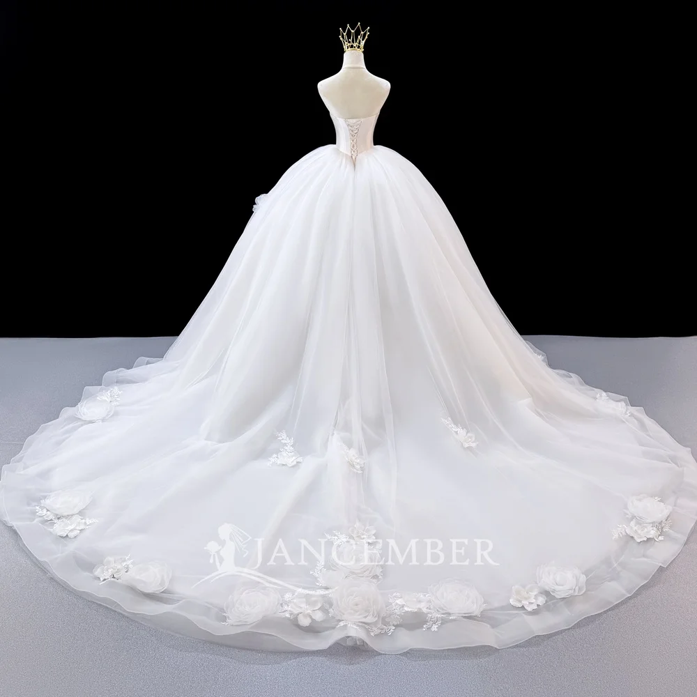 Customized Strapless Phantom Sleeveless Ball Dress Wedding Dress Church Train Princess Bride Dress vestidos de novia boda