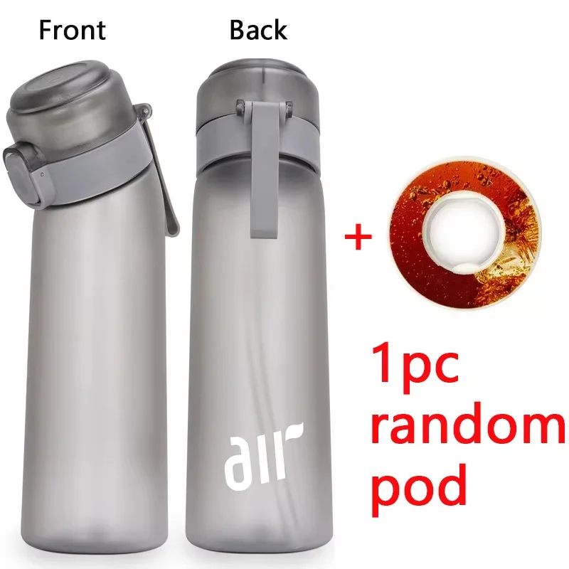 1pc Luft Wasser Flasche Mit 1pc Zufällige Runde Form Geschmack Pod Sport Stroh Kunststoff Tasse Auslaufsicher Outdoor reise Sport Flaschen