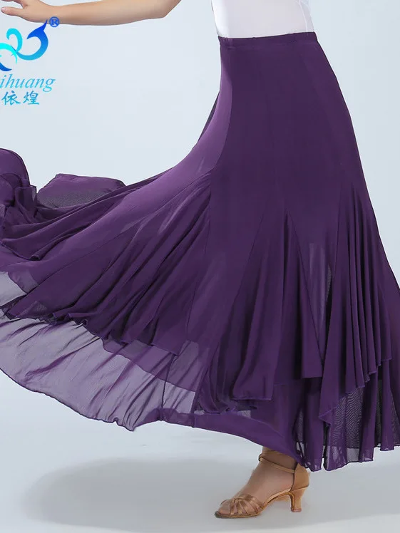 Ballroom Dancing Social Dance Half Length Skirt Square Dance Gauze Long Skirt Dance Competition Performance Costume