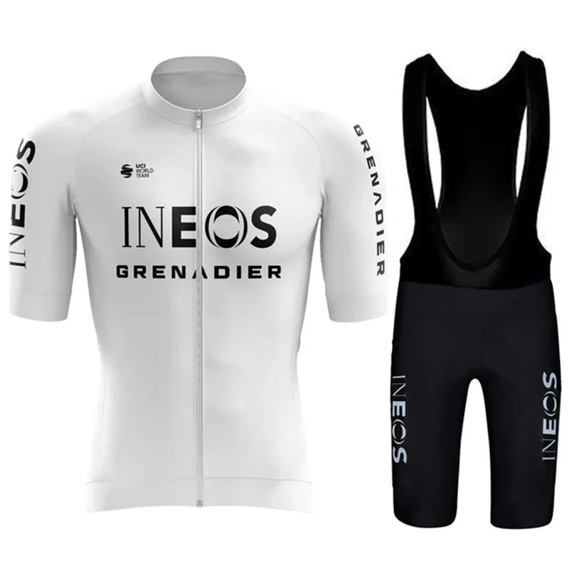 

Summer Pro Team INEOS GRENADIERS White Cycling Clothing Cycling Jersey Set Men Road Bike Shirt Suit Bicycle Bib Shorts