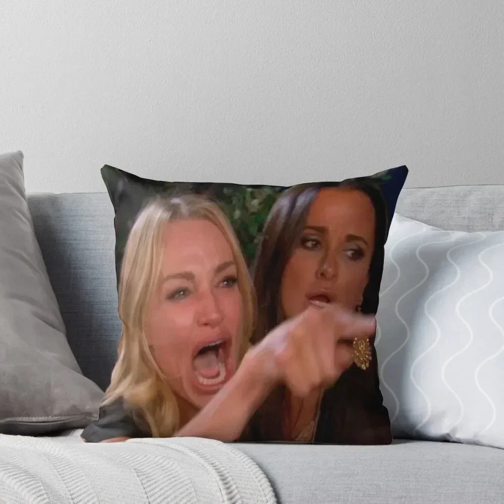 

Woman shouting at a cat Throw Pillow christmas ornaments 2025 christmas pillowcases Marble Cushion Cover luxury covers pillow
