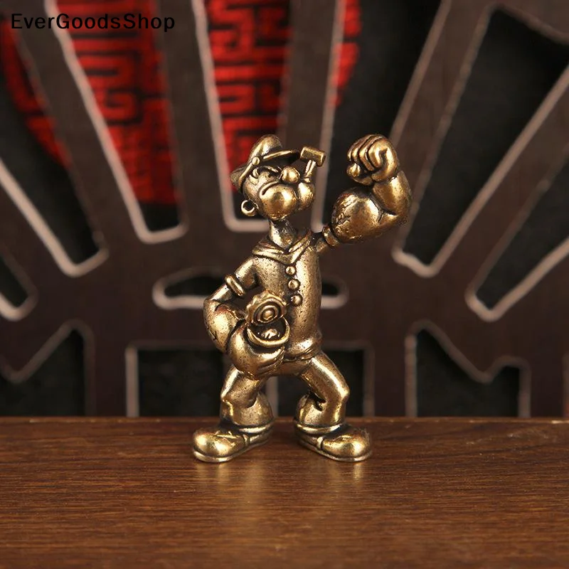 1/2PCS Popeye The Sailor Man Figure Brass Home Decor Office Desk Tea Table Art Ornaments Decorative Car Home Desktop Accessories