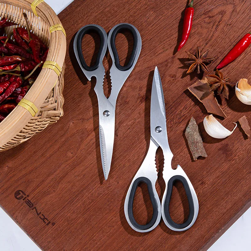 Stainless Steel Kitchen Scissors Household Bone Scissors Chicken Wings Fish Chopper Bottle Opener Walnut Clip Kitchen Tools