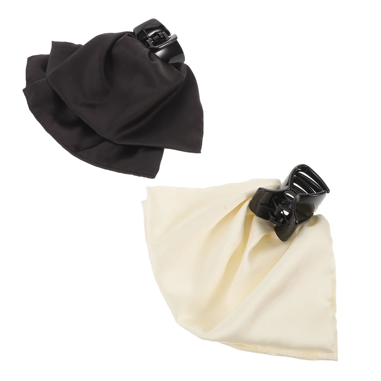 

2pcs Bow Claw Clips Solid Color Satin Clamps For Thick Hold Large Jaw Clip Fashion Hair Accessories For Women