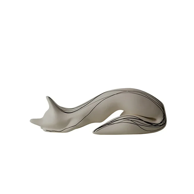 Modern Creative Art White Fox Ceramic Ornament Crafts Dining Table Children's Decoration