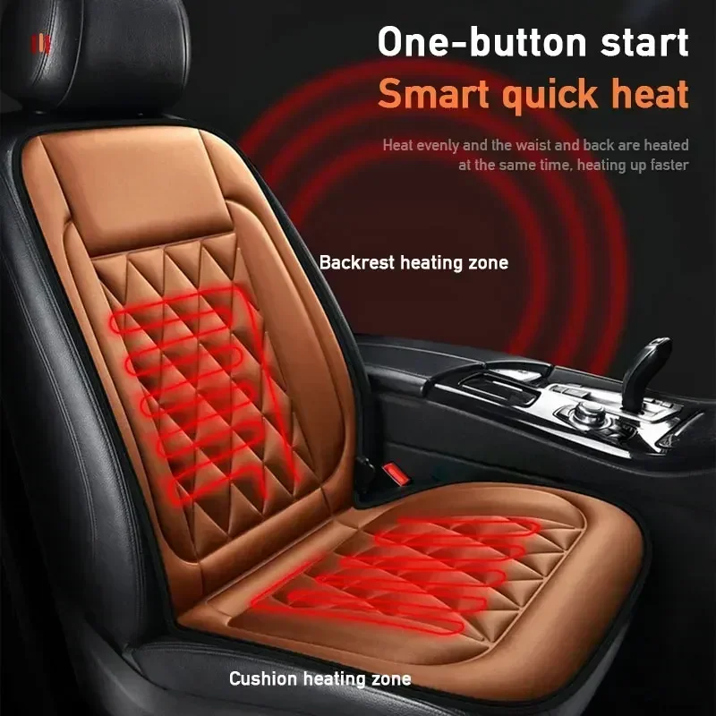 12V Heated Seat Cushion Winter Household Car Seat Cushion Cover Auto Interior Accessories Flocking Cloth Fast Heating Seat Cover