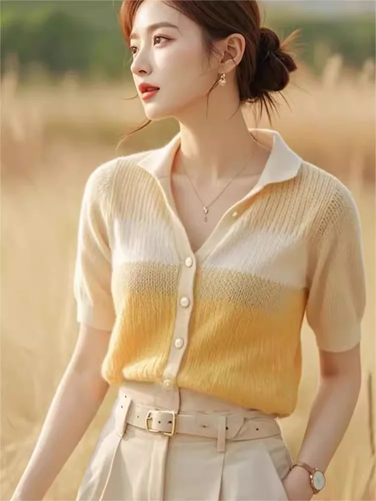 الحرير الجليد محبوك أعلى اللون بلو فضفاض عارضة ort Sve مريحة Faionable الشباب Sle وصول جديد كسول Sle #2