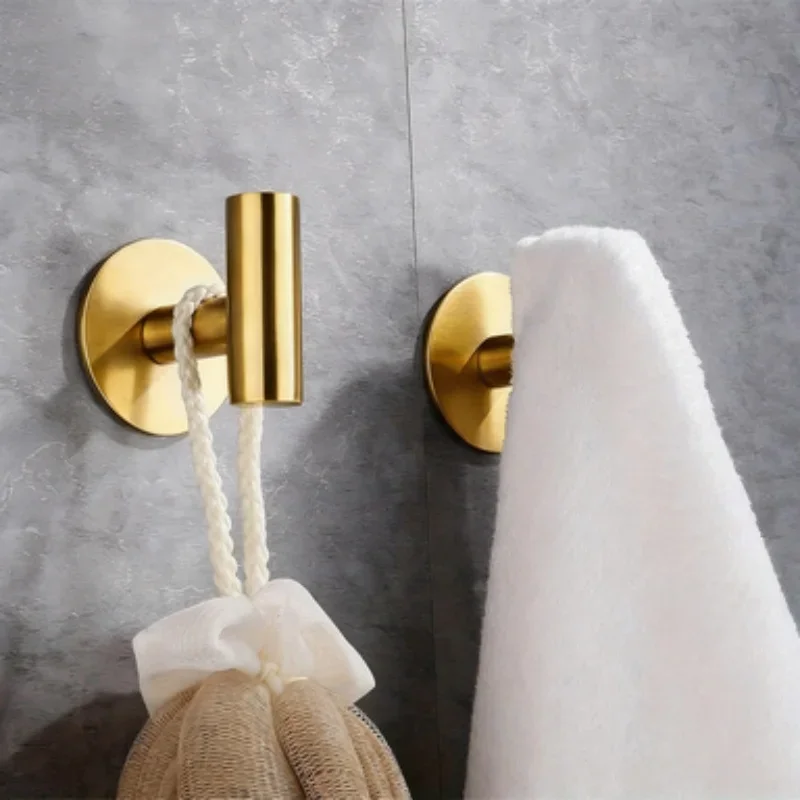 Selbstklebende Gebürstete Goldene Haken aus Edelstahl, Wasserfeste Schwerlasthaken für Handtücher, Mäntel und Bademäntel in Bad, Küche und Hotel