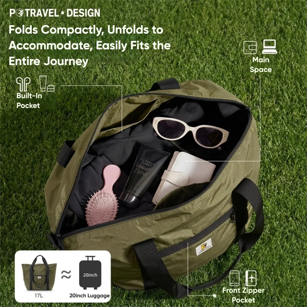Waterproof Foldable Travel Bag Duffel Tote & Crossbody Bag Large Capacity Portable Luggage Storage Pouch for Women Men