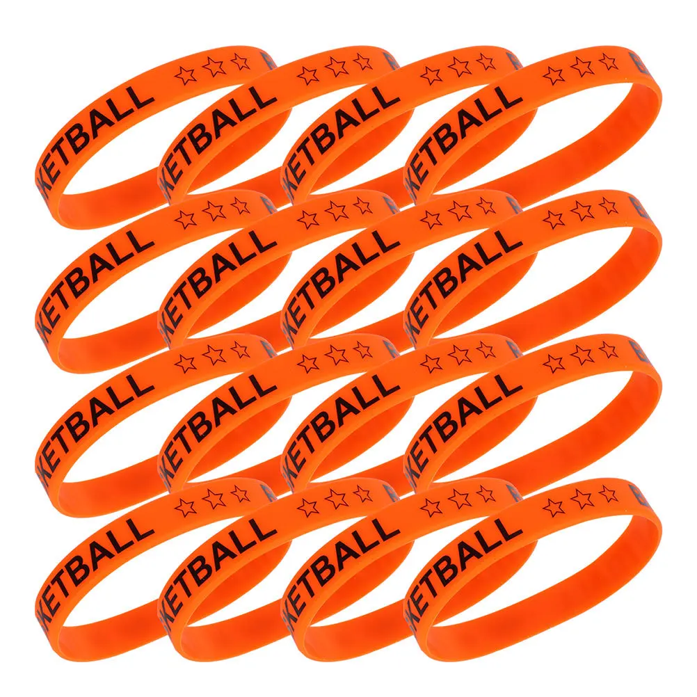 

50Pcs Basketball Silicone Wristbands Colorful Printed Elastic Bracelets Durable Sports Party Wrist Straps Stylish