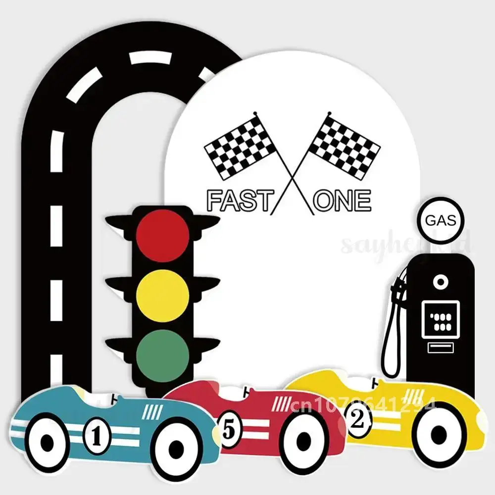 Race Car Traffic Lights Cardboard Cutout Fast One Backdrop DIY Boy Birthday Baby Shower Racing Theme Party Decoration Supplies