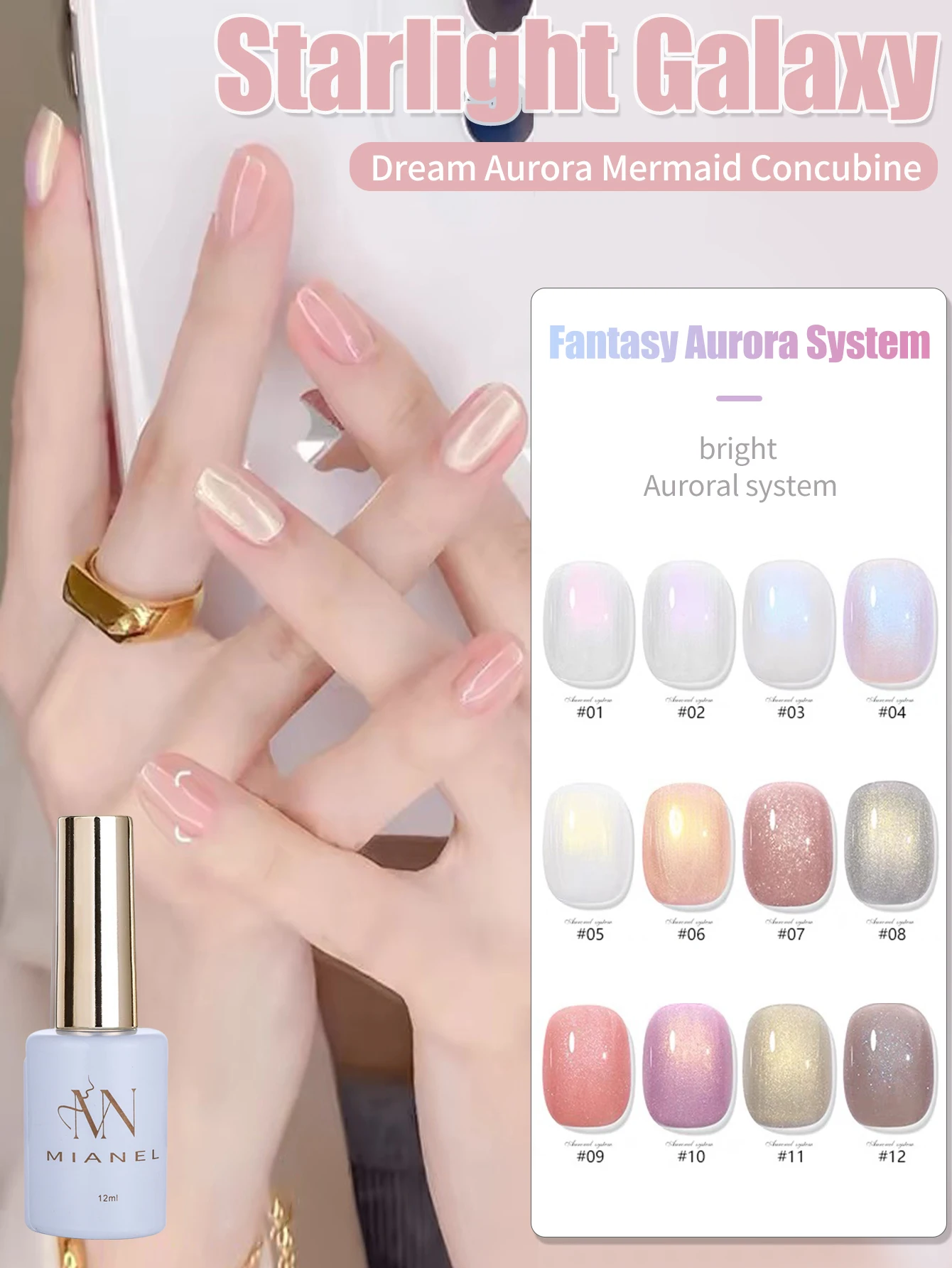 

MIANEL 1-12pcs12ML 2025 New Japanese-style Summer And Spring Nail Art Pearl Shell Thread Gel Nail Polish Summer Nails Blue Nails