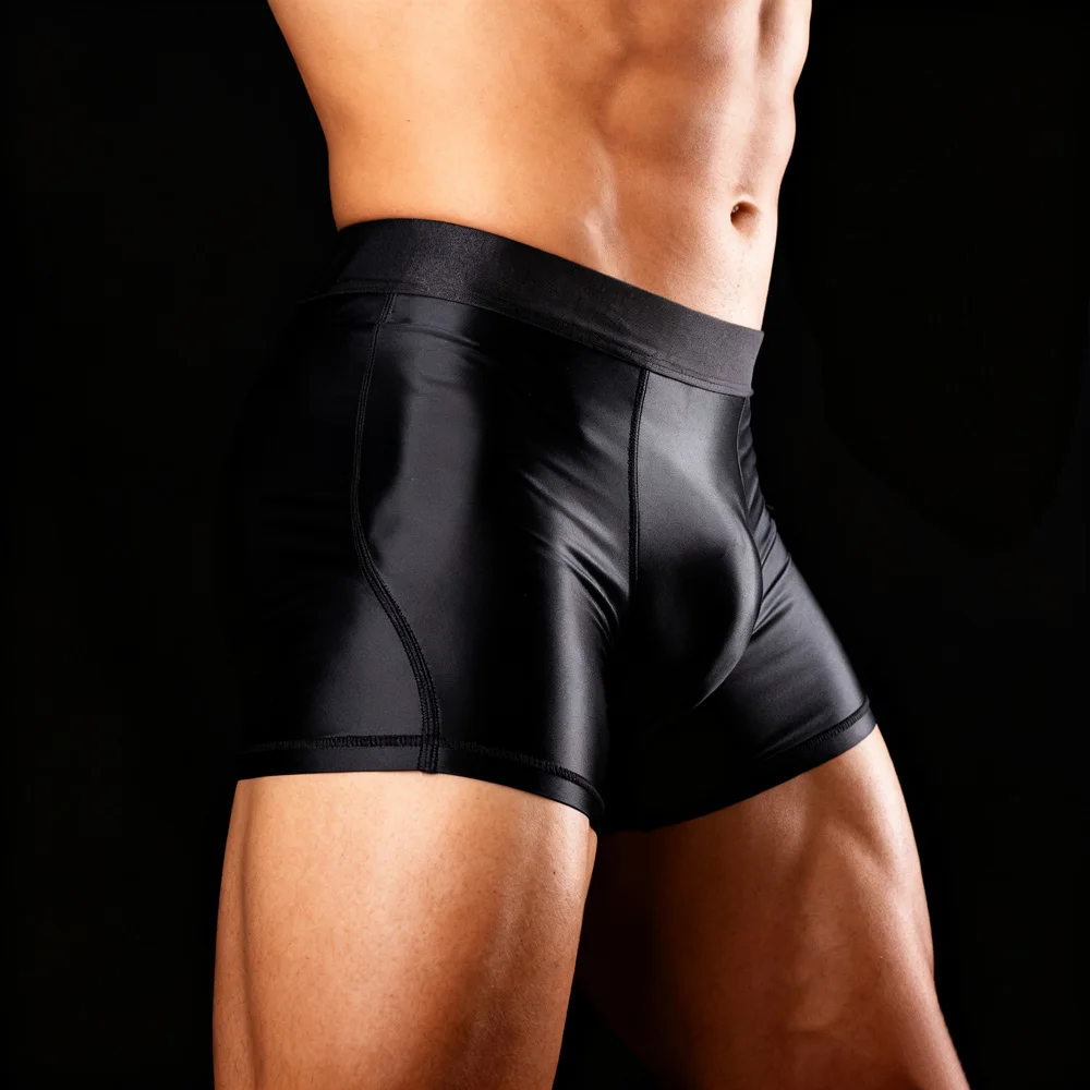 Męskie satynowe, błyszczące, jedwabiste, oddychające bokserki szybkoschnąca bielizna do biegania, spodnie sportowe z średnim stanem, odzież aktywna, spodenki na siłownię, do jogi, na plażę.