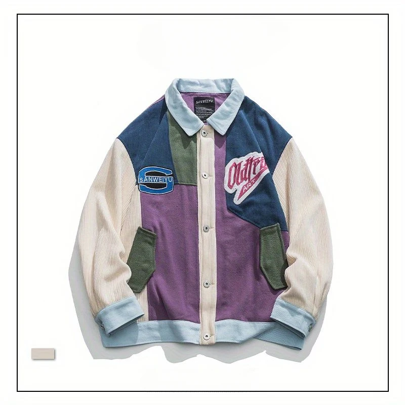 

BEIANJI American trendy brand contrasting color splicing Japanese casual jacket autumn couple loose and versatile youth jacket