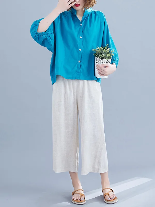 

Новая летняя женская свободная повседневная льняная блузка больших размеров в корейском стиле с рукавами «летучая мышь» для офиса и повседневной носки