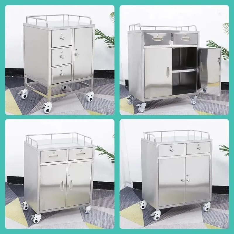 304 Stainless Steel Anesthesia Cabinet Medical Cart Drug Storage Trolley for Dental Cosmetic Surgery Treatment Hospital