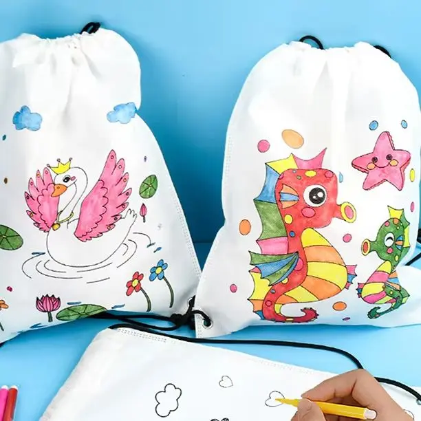 

10 Advertising Coloring Backpack With Waxes Packs For Children's Parties And Events Portable Backpack