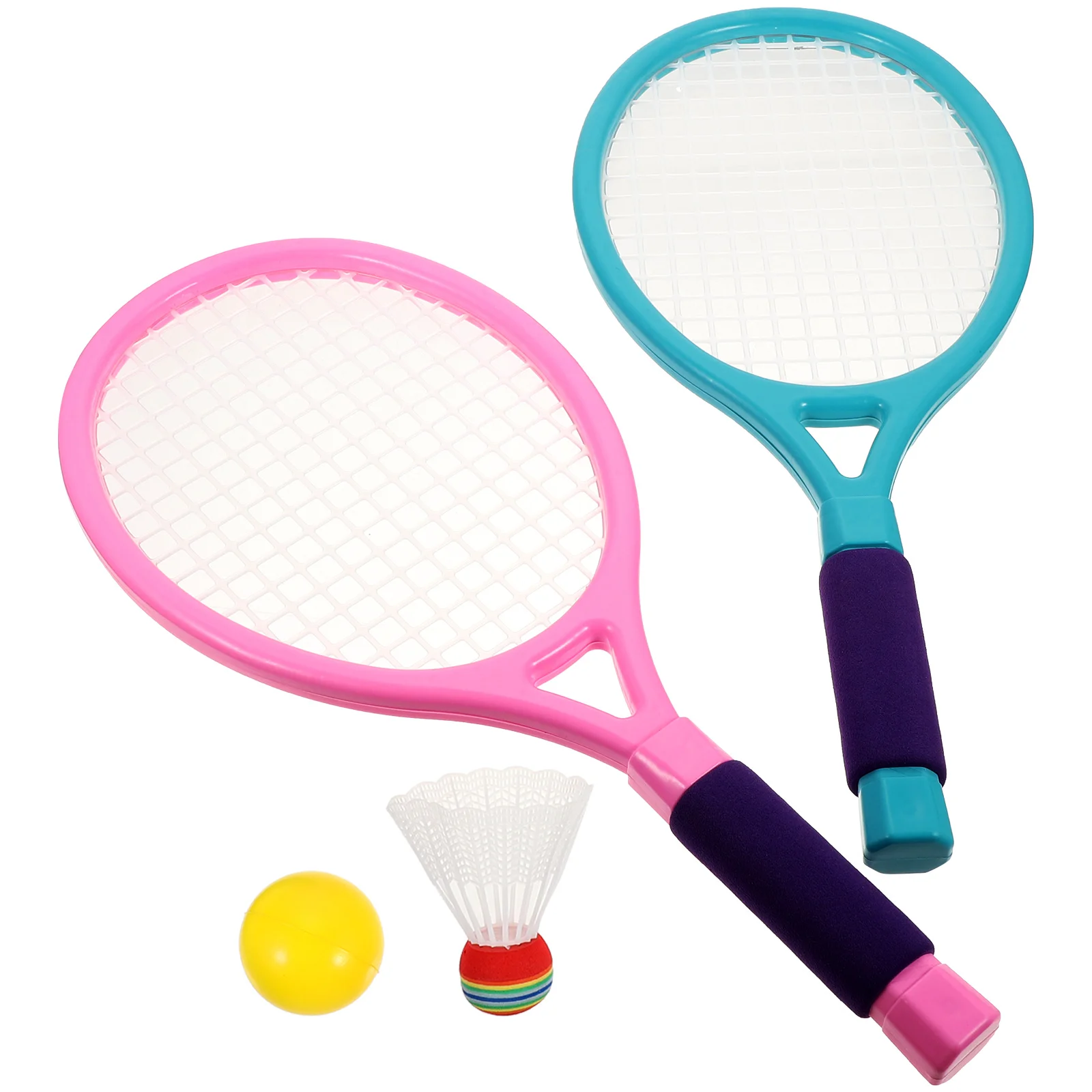 Juego de raquetas de tenis y bádminton para niños, 2 uds., mango suave antideslizante, red elástica, ligero, portátil, deportes de interior y exterior para niños