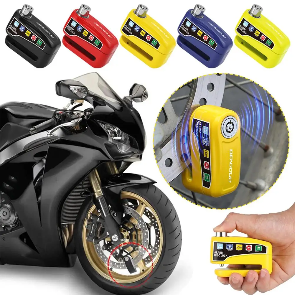 Motorcycle Bicycle Lock Alarm Protection Padlock Waterproof Brakelock with Keys Safety Anti-Theft Scooter Wheel Disc Brake Locks