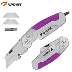 Topforza Folding Knife 2 in1 Unitility Knife with Phillips Flathead Screwdrivers Paper Cutter SK5 Blade Heavy Duty Box Cutters