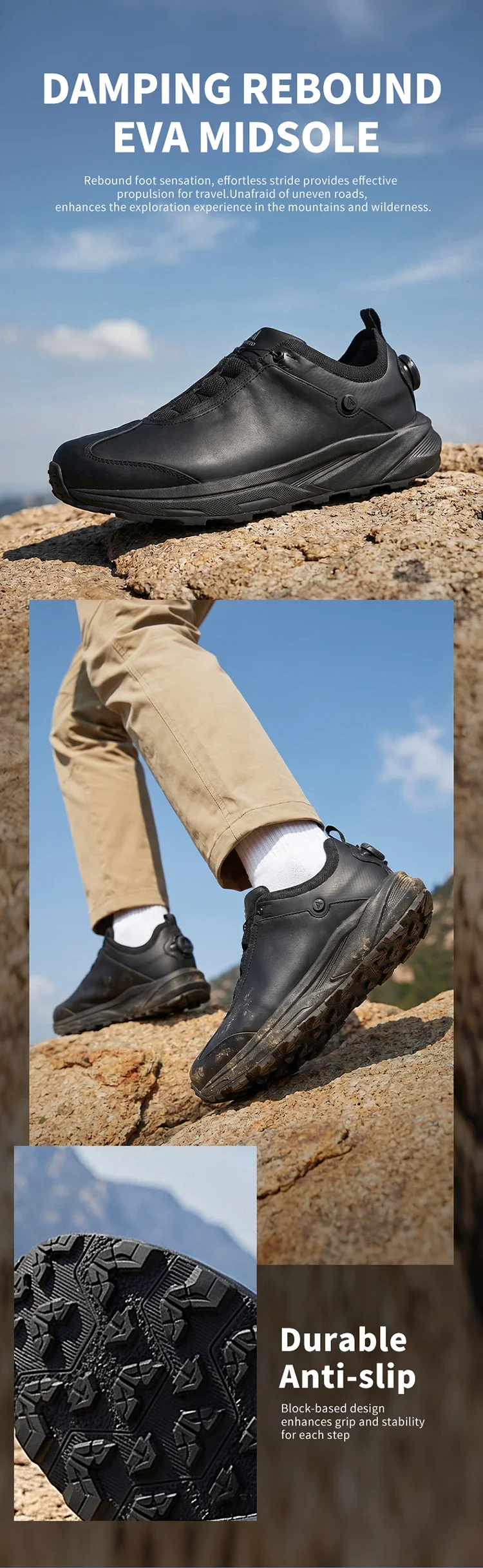 HUMTTO Rutschfeste Wanderschuhe für Herren, Wasserabweisend, Atmungsaktiv, Outdoor-Sneaker für Männer, 2026 Winter, Echtleder, Trekking-Schuhe für Herren – Detail 3