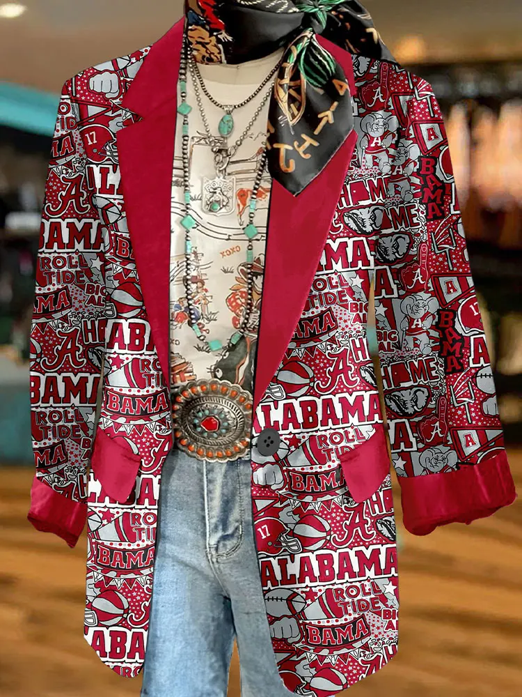 Classic Elephant Game Day Print Long Sleeve Jacket