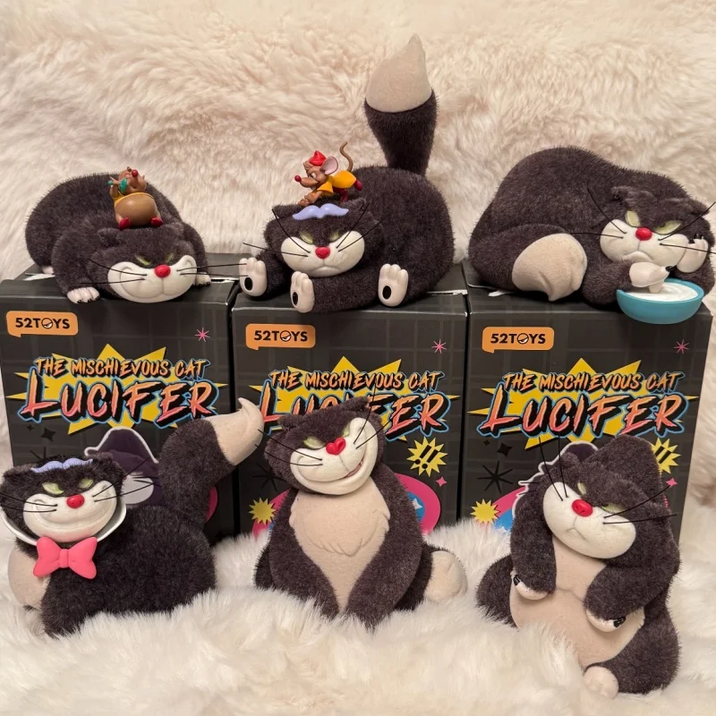 

Новая слепая коробка с изображением кота, персонаж мультфильма, Люцифер, пушистый плохой кот, милый сюрприз, злодей, ручная установка, украшение, модная игрушка в подарок