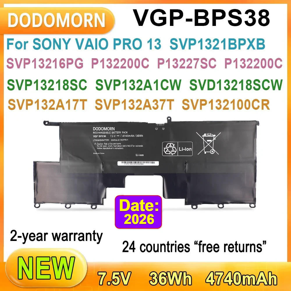 VGP-BPS38 de la batería del ordenador portátil de 7,5 V para SONY VAIO PRO 13, SVP1321BPXB SVP13218SC SVD13218SCW SVP132A17T SVP11217PG de alta calidad