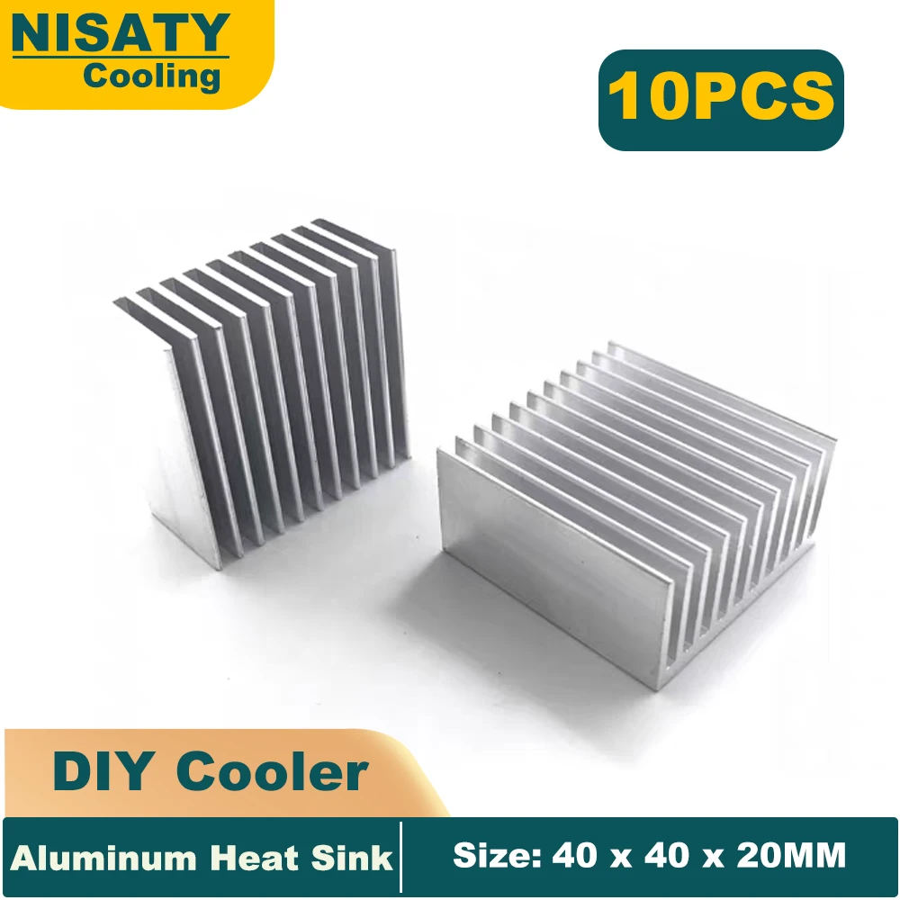 

10PCS 40 x 40x20mm Silver Aluminum Heat Sink Module DIY Cooler Fin for High Power Transistor Semiconductor Devices