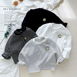 Loose Bottoming Shirt Babies Striped T-shirt 1-6Years Boys Girls Spring Fashion Clothing Kids Long Sleeve Casual Sports Tops