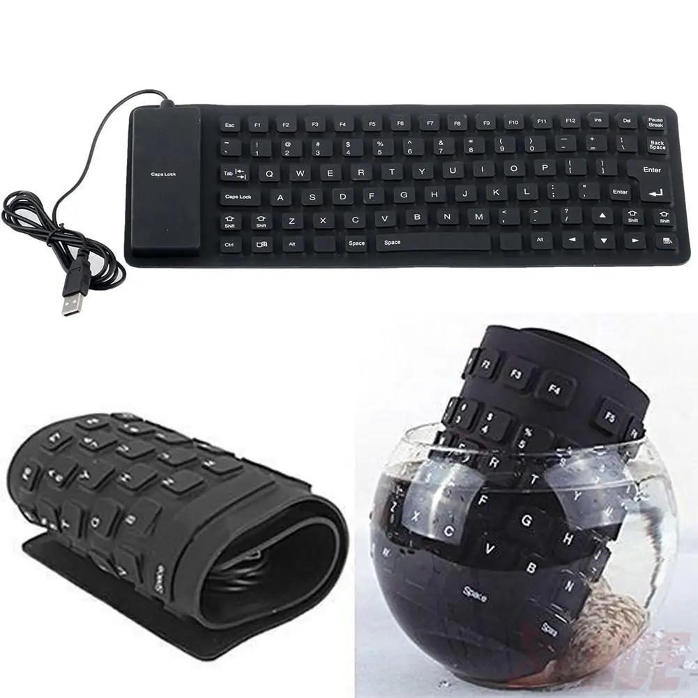 85-key Portable Soft Silicone Keyboard Foldable Waterproof Dustproof Roll Up Desktop Keyboards Mini USB For Pc Laptop Notebook