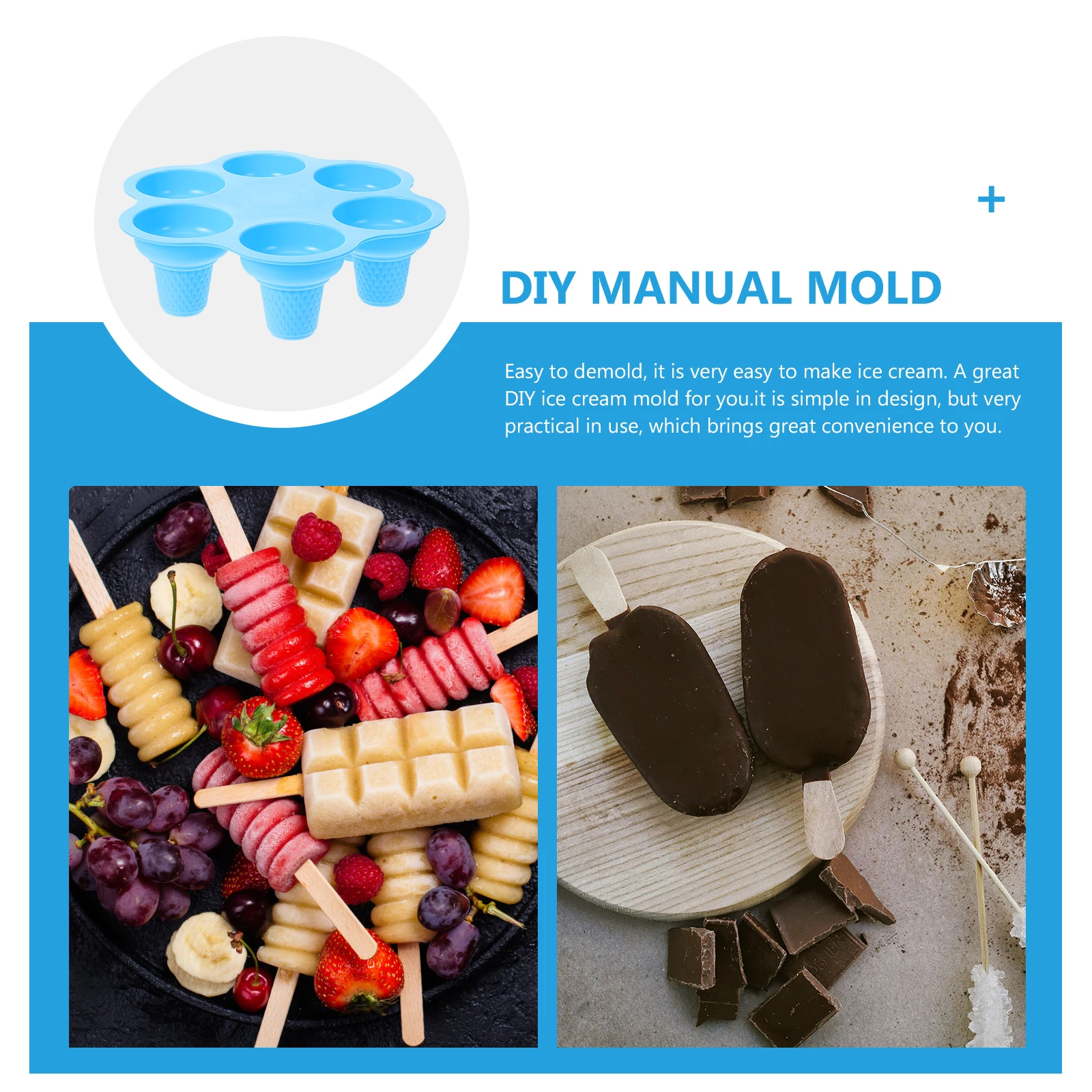

6-Hole Silicone Ice Cream Mold DIY Popsicle Maker Household Summer Ice Cream Mould Easy Demold Popsicle Mold