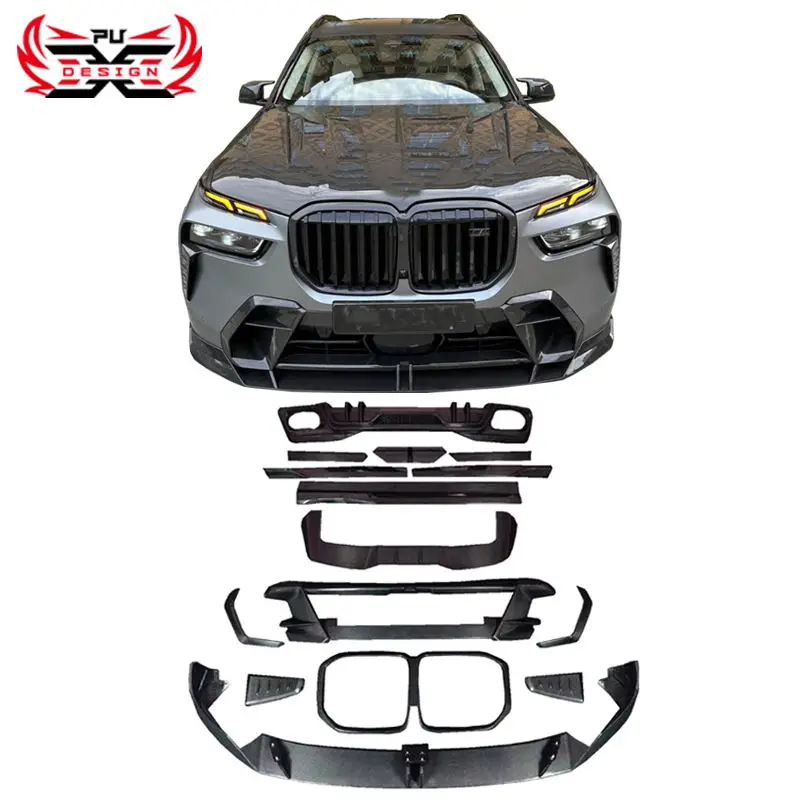 

Для BMW X7 G07 Lci Carbon Fiber LD Style Body Kit Передний бампер Передняя губа Боковая юбка Задний диффузор Корневой спойлер Решетка
