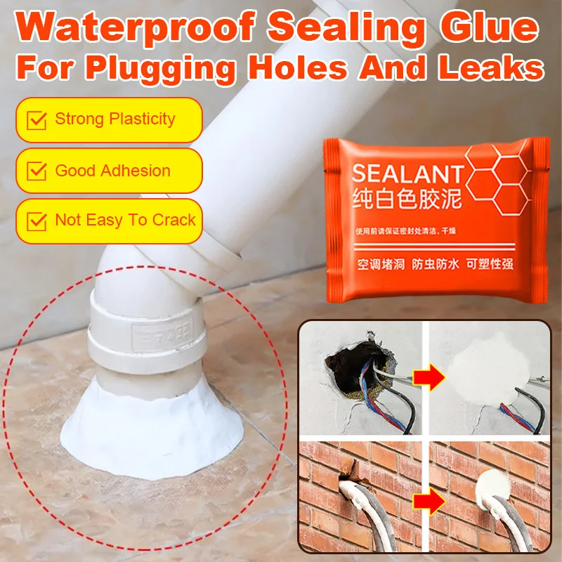 White Wall Hole Sealant Pipe Waterproof Filling Rubber Mastic Mud Air Conditioner Hole Plug Filler Plugging Material Tools