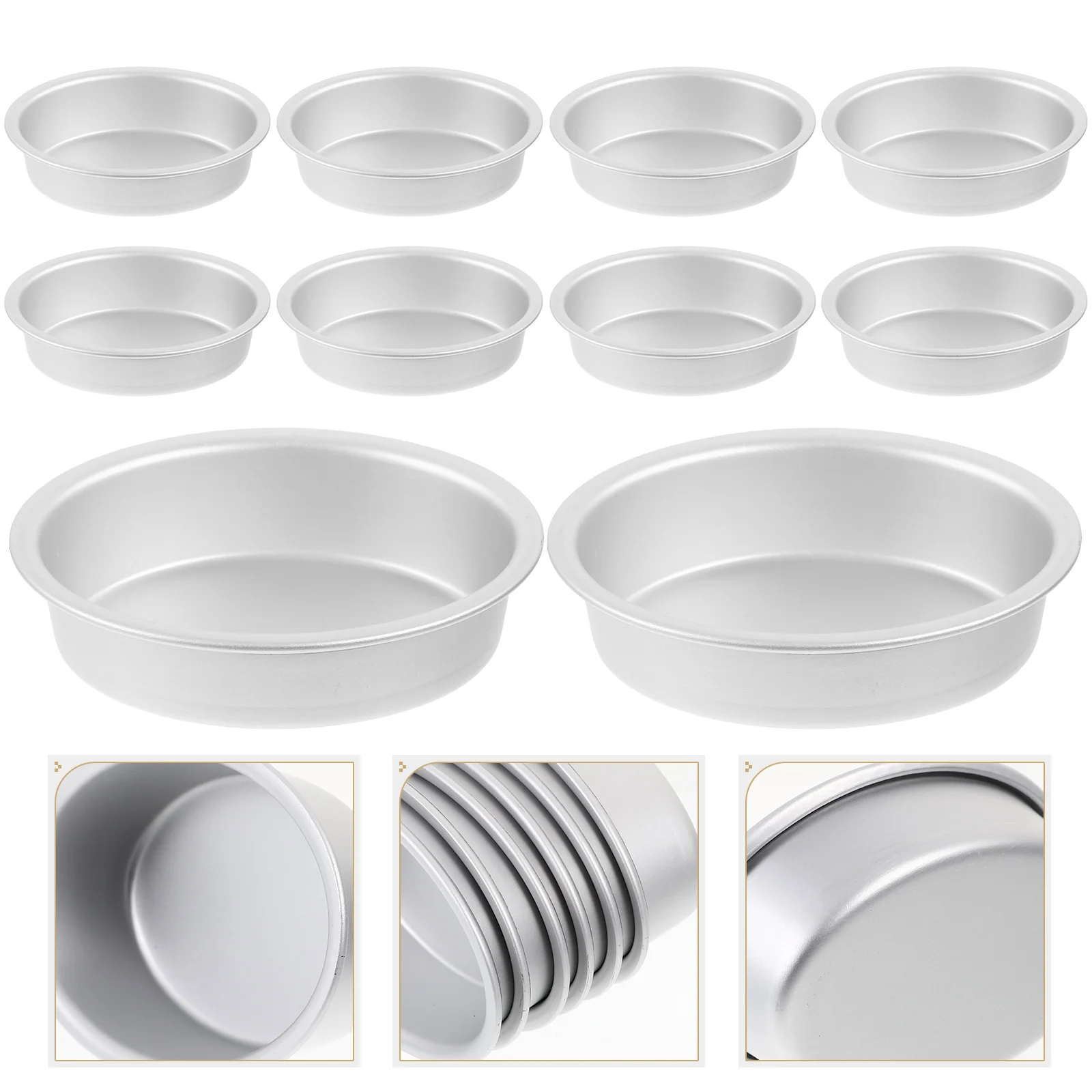 

10 Pcs Tart Tin Pans Cake Mold Set Flan Egg Molds Nonstick Baking Silver Small Cheese