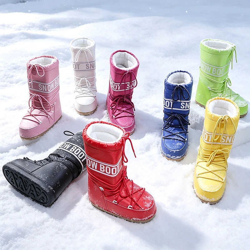 2026 New Women HighTubed Moon Boots Space Snow Boots RoundToe Lightweight ThickSole Warm Insulated Skiing Winter Outdoor Cott
