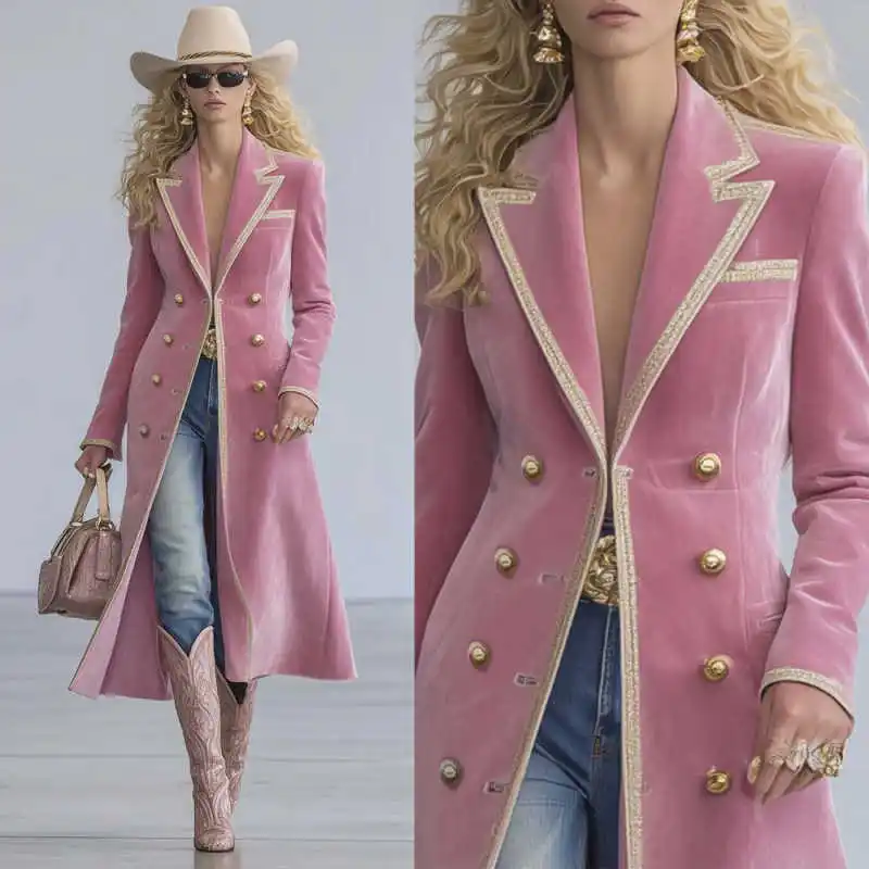 

Elegant Women Long Overcoat Double Breasted Ladies Fashion Street Style Formal Occasions Prom Wear Custom Made