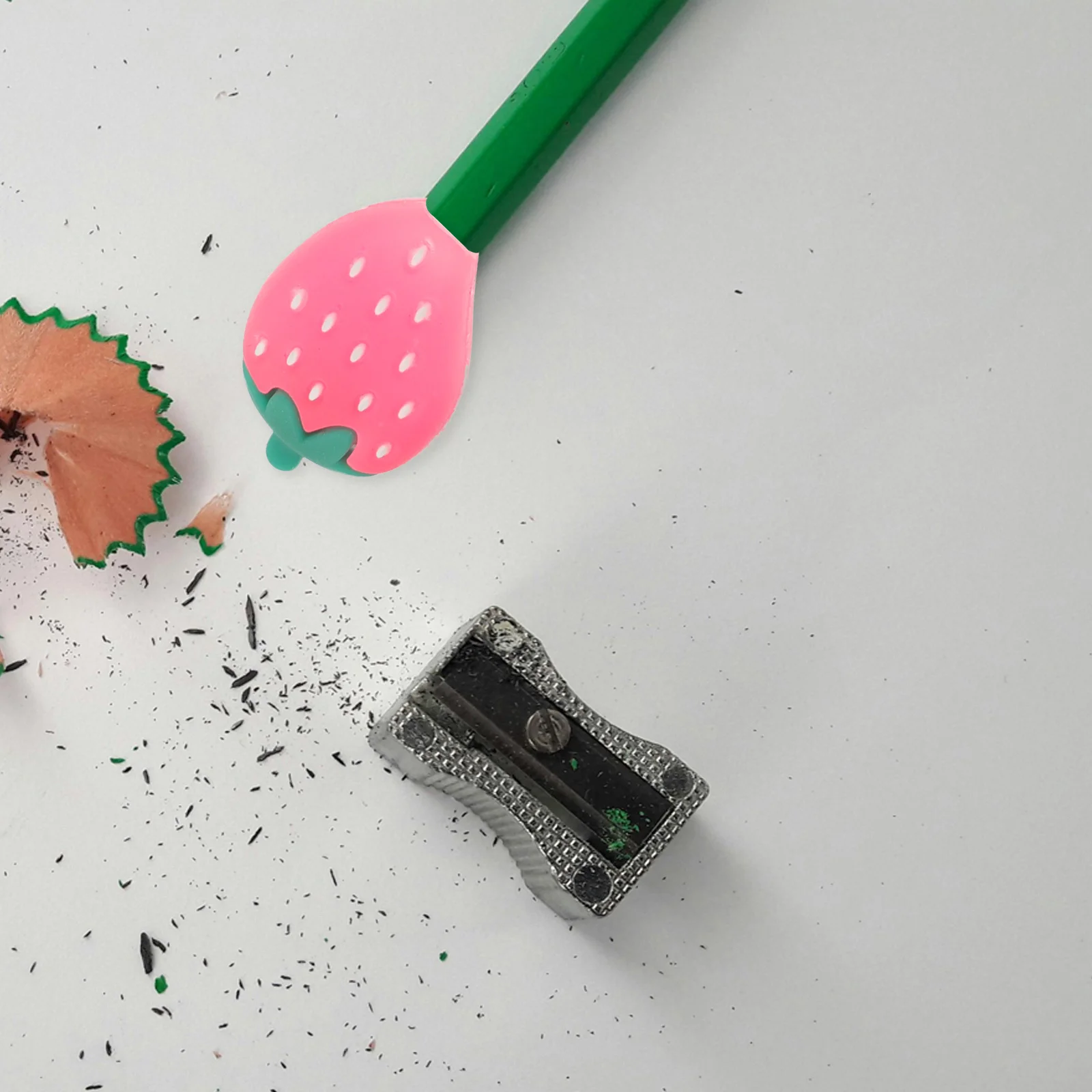 

10Pcs Cartoon Strawberry Pencil Caps Premium Silicone Pencil Protectors Adorable Extender Covers for Girls Stationery