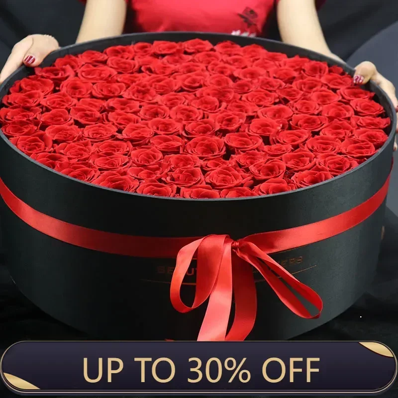 Eternal Rose Lasting 3 years more， Home Decoration，Valentine's Day ，Thanksgiving Teacher's Day Gift，99 Nature Rose Flowers/Box