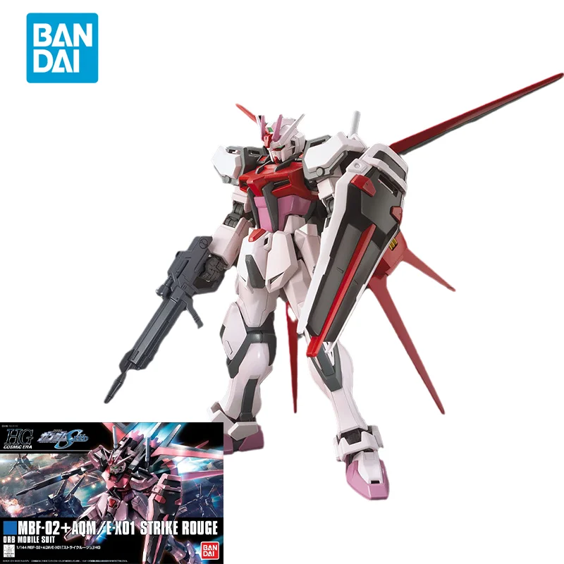 

Bandai Original GUNDAM Anime Model HGCE 1/144 MBF-02+AQM/E-X01 STRIKE ROUGE Action Figure Toys Collectible Gifts for Children