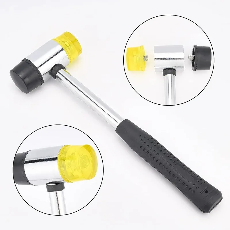 5 Pack Rubber Mallet 30mm Double-Faced Soft Hammer with Soft Non-Slip Rubber Handle for Jewelry Leather Crafts Wood