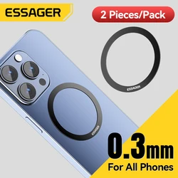 Магнитная металлическая пластина Essager 2 шт., наклейка, кольца для Magsafe, держатель для беспроводного зарядного устройства телефона, железный лист для iPhone 15 14 13 12 MAX