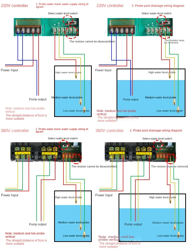 Water level sensing controller for fully automatic intelligent three-phase switch water tank of pumping pump