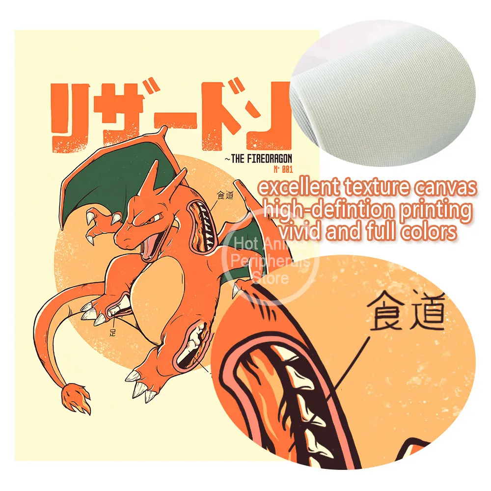 Canvas Painting Anime Pokemon Introduction to the Internal Body Poster Peripherals Charizard Blastoise Kawaii Picture Wall Decor