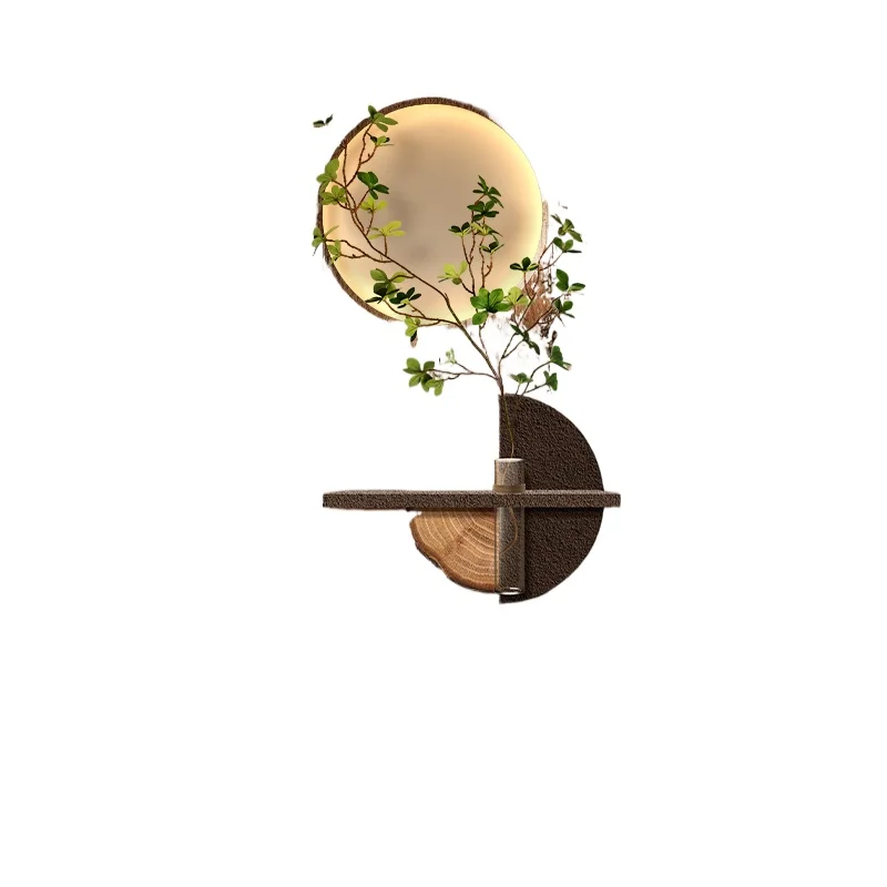 

Entrance decorative painting retro high sense corridor end hanging painting into the door mural lamp