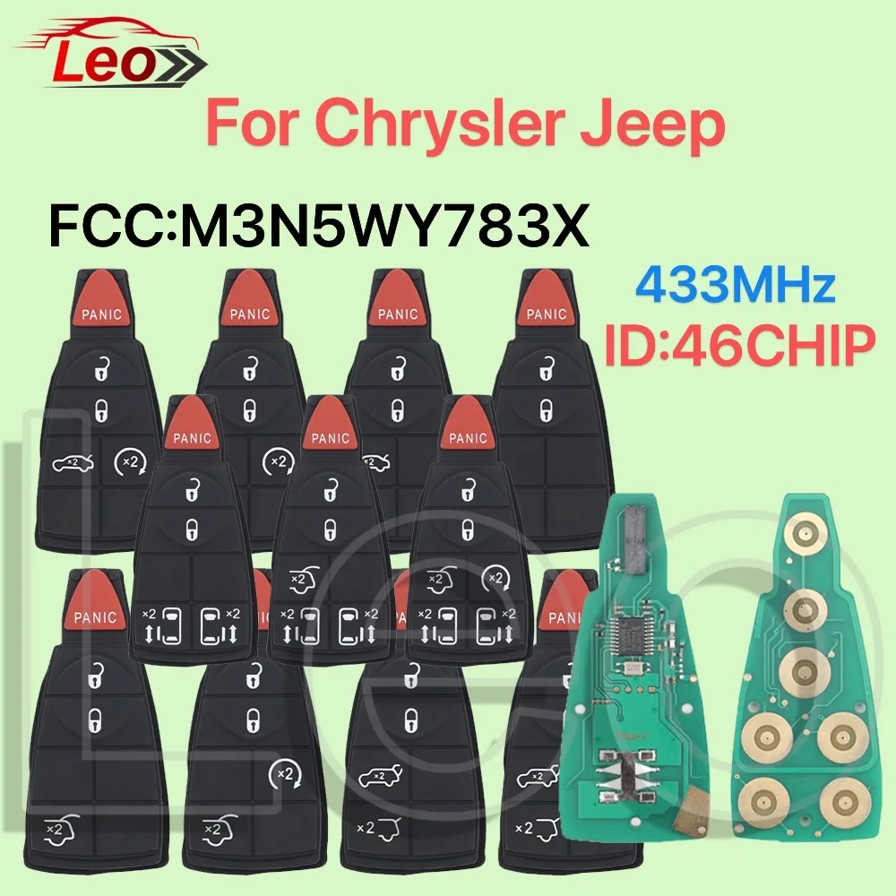 

Leo M3N5WY783X Car Smart Remote Key For Chrysler Jeep Grand Cherokee Dodge RAM Chrysler Town&Country NO Keyless 433MHz ID:46CHIP