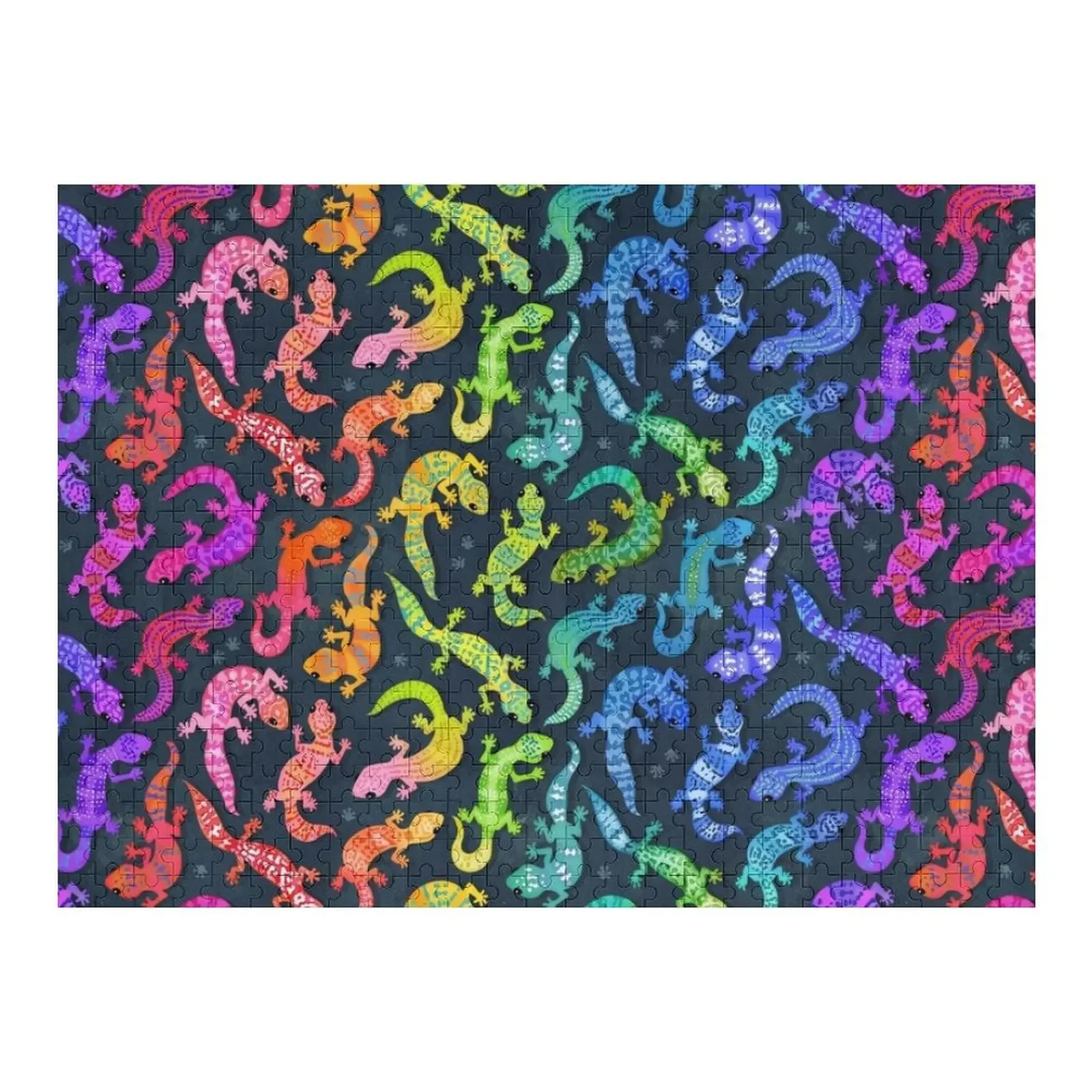 

Bright rainbow geckos Jigsaw Puzzle Custom Name Wood Iq Wooden Animal Puzzle