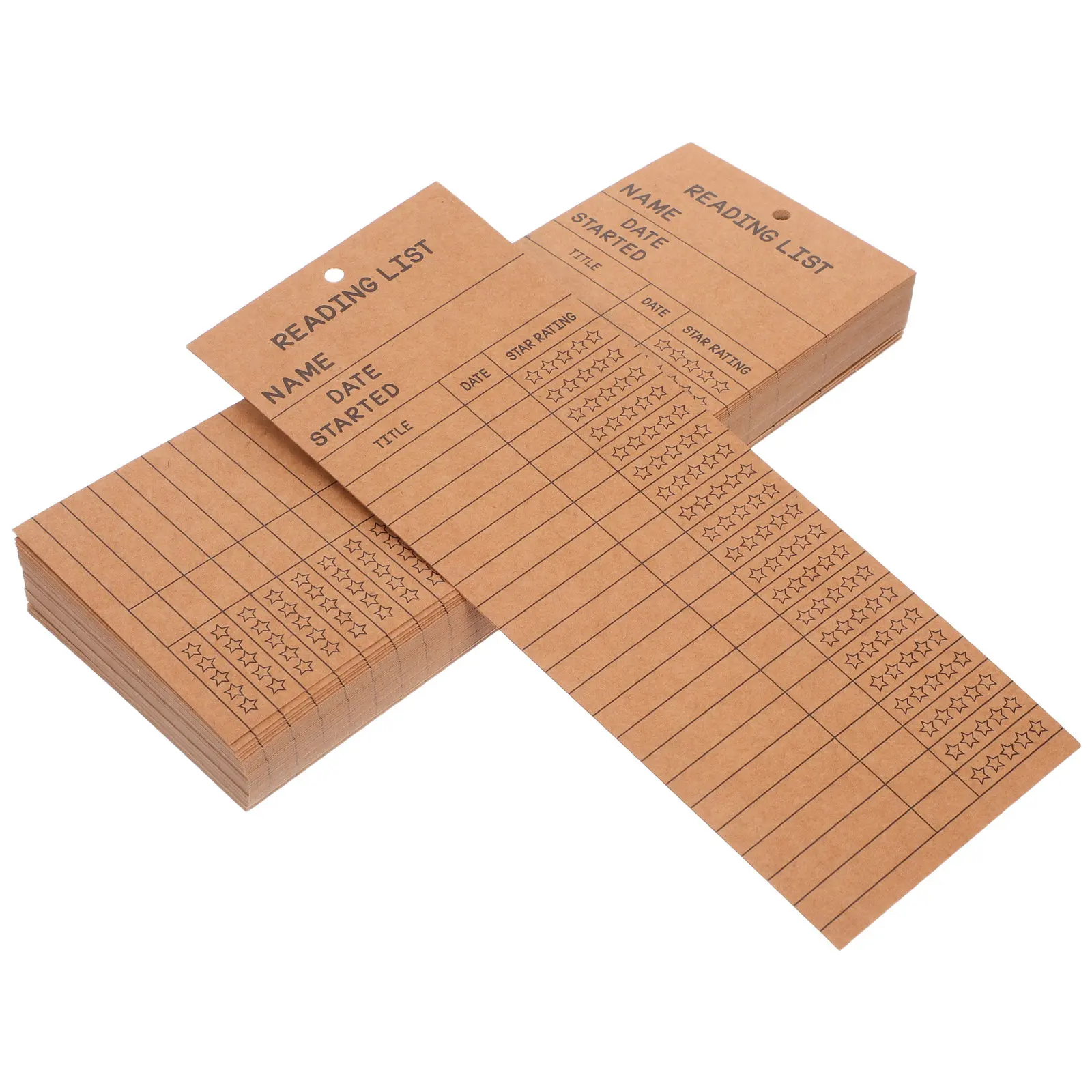 50Pcs Reading List Bookmark Blank Paper Library Card Book Tracking Tool for Students Teachers Reading Log Accessories